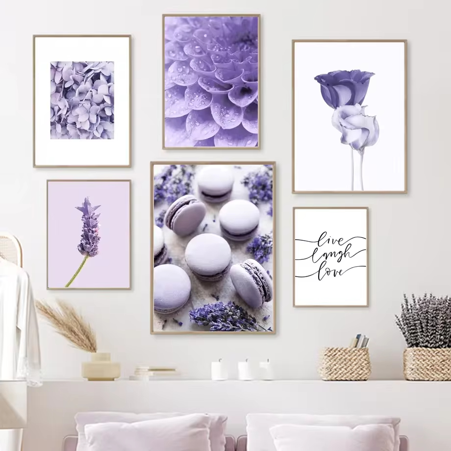 Lavender Oil - Quadro su Tela con Farfalle Lilla