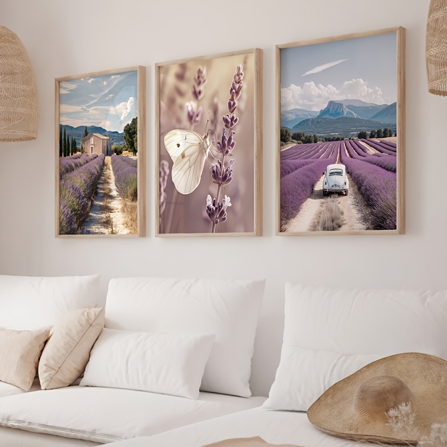 Lavender Oil - Set di 3 Quadri su Tela